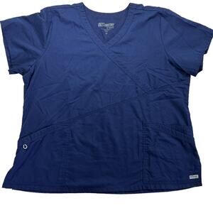 Grey's Anatomy by Barco Professional Wear Scrub Top 3 Pocket Plus Size 3XL Blue
